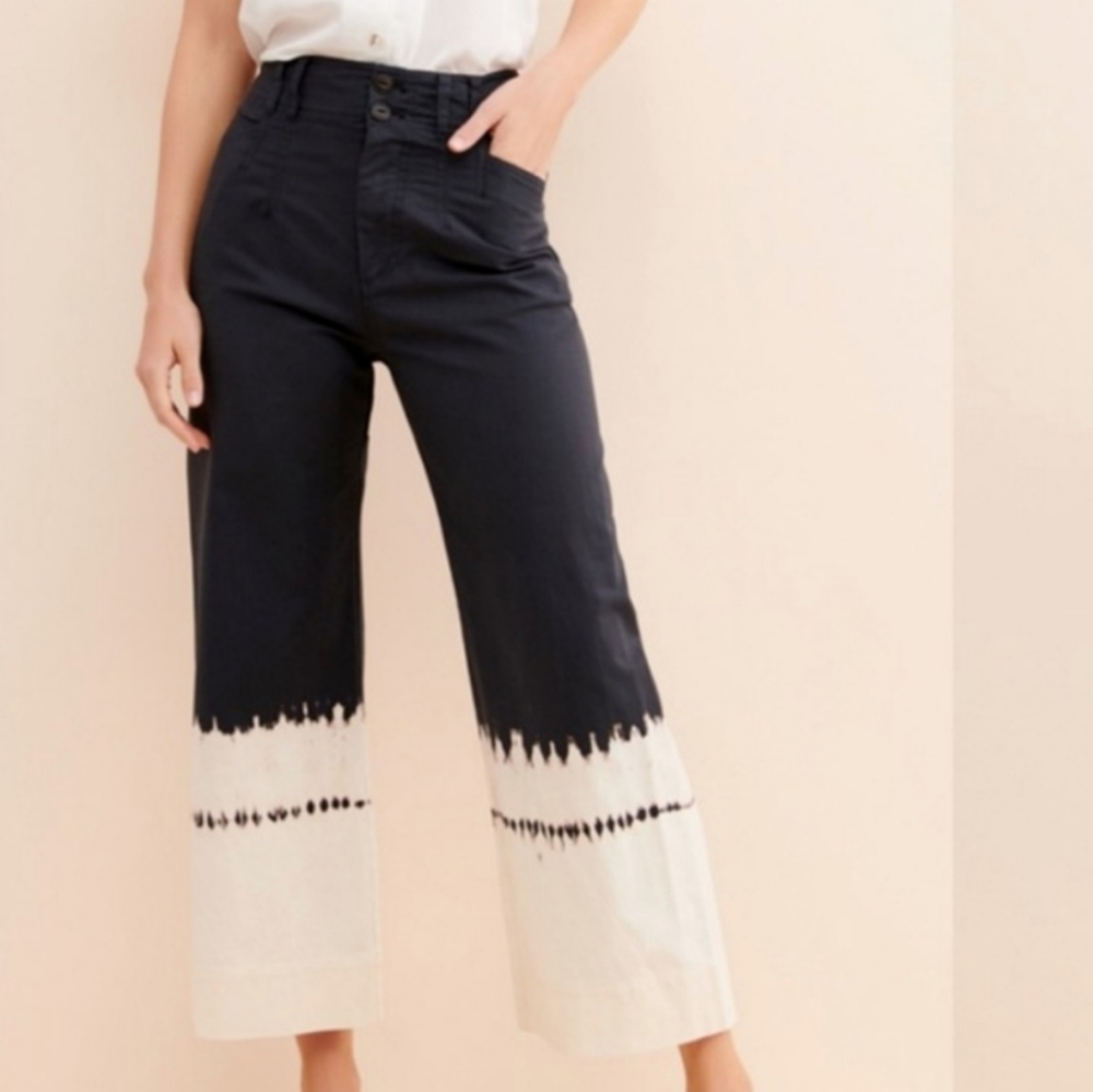 Dip-dyed cropped wide leg pants